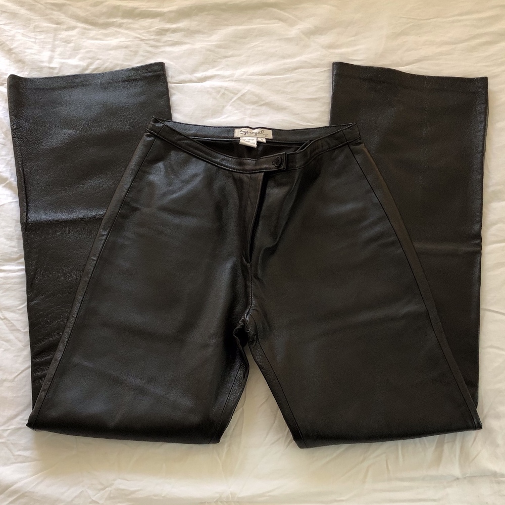 Spiegel Black Leather Pants Lined Size 6